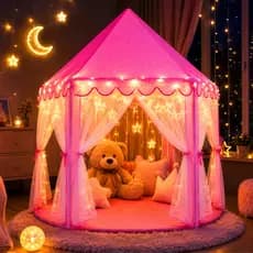Barraca Infantil Tenda Cabana Castelo Princesas+Luzes LED CRIANCA BEBE