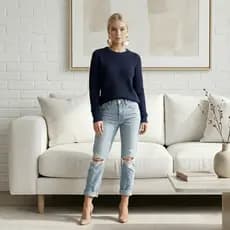 Blusa Feminina De Frio Tricot Casual Moderno Lisa Gola Redonda Agasalho Manga Longa Estilo Moletom