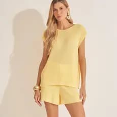 Conjunto Feminino Shorts e Blusa Verão Soltinho Tricot