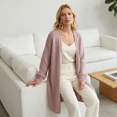 Cardigan Feminino Longo Tricot Inverno Casual