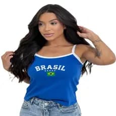 Regatinha Brasil Feminina Verde E Amarela Copa Do Mundo Com Mini Corneta De Brinde Eleições