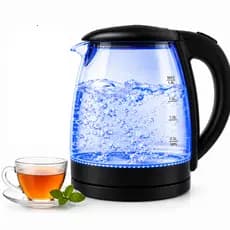 Chaleira Elétrica de Vidro 1,8L 1500W Desligamento Automático LED Azul 220V