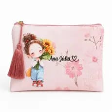 Necessaire Personalizada  Delicada menina com nome, necessaire maquiagem,Presente, brinde
