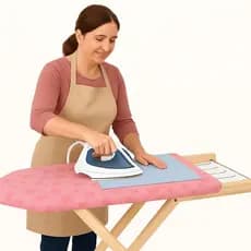Tábua de passar: tecidos térmico e tradicional, pés de madeira reflorestada e 2 ajustes de altura