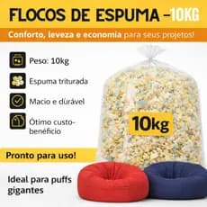 Enchimento de Espuma 10 Kg para Puffs e Almofadas Travesseiros e Estofados