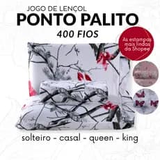Kit Jogo de Lençol Estampado 400 FIOS Ponto Palito Super Macio - Solteiro Casal Queen King