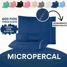 Jogo de Cama - Lençol 400 fios - Micropercal 03 Peças Ponto Palito - Solteiro Casal Queen e King