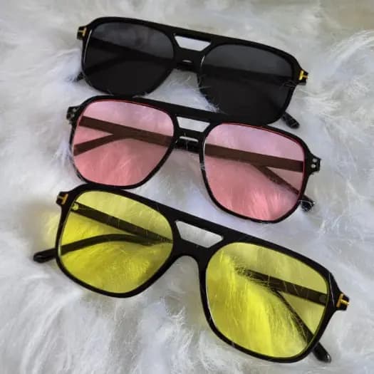 Kit Óculos de Sol Retrô Aviador Hexagonal Oval Redondo UV400 Masculino Feminino Frete Grátis Promoção Lente Amarela Top