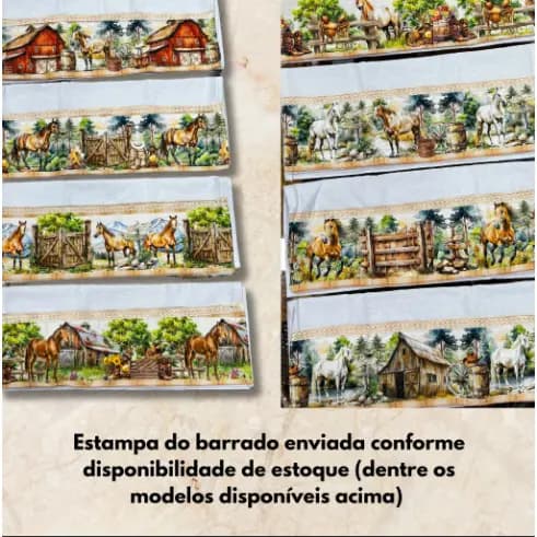 Kit 2 Pano de Copa/cozinha/louça Country - Estampa Digital - pano de prato country cavalos vaquinha