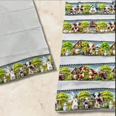 Pano de Copa/cozinha/louça Country - Estampa Digital de fazenda -pano de prato vaquinha fazendinha
