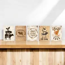 Kit 5 Quadros Decorativos Country para Cozinha • Estilo Rústico • Temática Fazenda