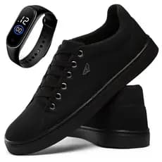 Tenis Masculino Casual Estilo Skatista Urbano Confortável e Leve + Relógio Digital de Pulseira Fina