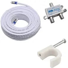 Cabo Coaxial Antena Digital + Conectores + Divisor De Antena Alta  Saídas + Fixa Cabo
