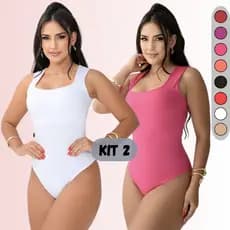 Kit 2 Body Básico Regata Forro Duplo Bores Feminino Premium