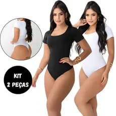 Kit 2 Bores Feminino Forro Duplo Body Decote Quadrado Suplex
