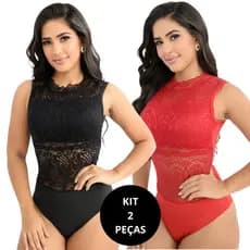 Kit 2 Body Gola Alta Feminino Body Moda Renda