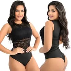 Body Feminino Renda Body Básico Tecido Poliéster