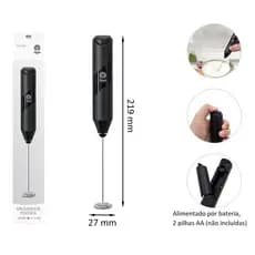 Mini Misturador Mixer Elétrico De Leite Portátil Preto  Cozinha Dia A Dia 3v