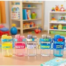 Garrafa Bunny Infantil 2 em 1 Com Alça e Canudo 650ml Antivazamento Colorida