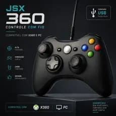 Controle Gamer USB KAP-360 Com Fio Dual Shock Vibração 2,1m Compatível Xbox 360 PC Notebook