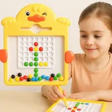 Brinquedo Educativo Infantil - Lousa Magnética  Pato Colorido com Bolinhas e Caneta