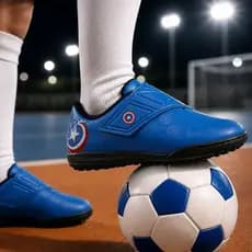 Chuteira Infantil Personagens Society Gramado Sintético com Fechamento em Velcro Linha Premium