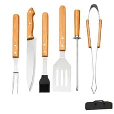 Kit Churrasco 6/11 Peças Aço Inox Com Estojo Presente Homem Kit Churrasqueiro Premium
