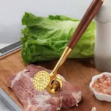 Martelo De Carne Em Aço Inoxidável 304 Com Cabo De Madeira Amaciador De Bife Cozinha Profissional