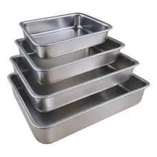 Kit 4 Assadeiras Alumínio Reforçado Retangular Forno Alta