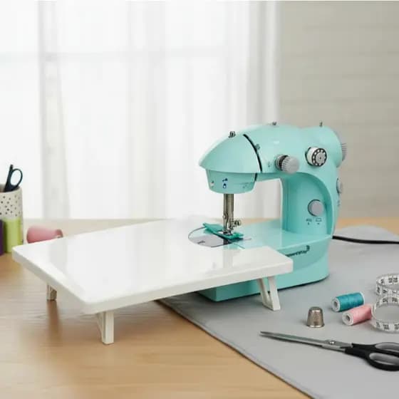 Mini Máquina de Costura Azul Portátil c/ Mesa e Kit