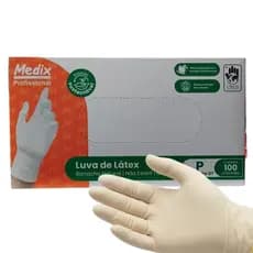 Luva de Látex Descartável Com Pó Ou Sem Pó Profissional Procedimento Branca Medix 100 200 300 Unidad