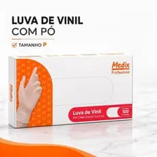 Luva de Vinil Descartável com Pó Tamanho P Transparente Medix Procedimento 100 200 300 Ambidestra CA