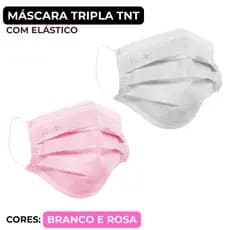 Máscara Tripla Proteção TNT com Elástico Descartável Anvisa Rosa ou Branca Medix  50 100 150 200 Uni