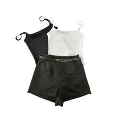 Kit Feminino:2 Bodys + Short Alfaiataria Com Cinto - Moda Feminina 2025