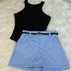 Conjunto Verão – Body Regata e Short Alfaiataria + cinto de brinde