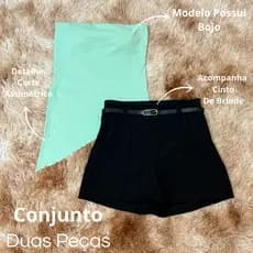 Conjunto Feminino Tomara que Caia Assimétrico com Shorts Alfaiataria Elegante