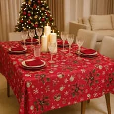 Toalha de Mesa Natal Natalinas 6 Lugares Cadeiras Oxford Premium para Cozinha