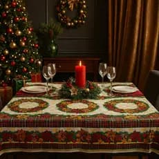 Toalha de Mesa Natal Térmica PVC Plástico Impermeável 6 Lugares Decoração Natalina