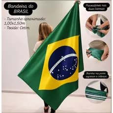 Bandeira do Brasil Copa do Mundo em Cetim Grande 1,50x1,00 Passador/Abertura p/ corda/barbante/haste