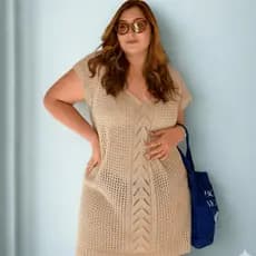 Saída De Praia Trança Frontal Plus Size Tricot Premium Moda Verão Croche Luxo