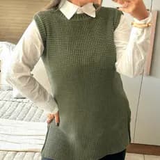 Colete Feminino Tricot Mulet Fenda Lateral Pullover Moda Tricô Luxo Outono Inverno 2026