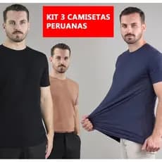 Kit 3 Peças Camiseta Cotton Com Elastano Masculina