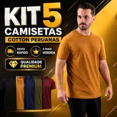 Kit 5 Peças Camiseta Peruana Slim Premium Com Elastano masculina