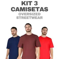 KIT 3 CAMISETAS OVERSIZED STREETWEAR MASCULINA