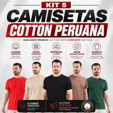 Kit 5 Camisetas Slim Premium Peruana com Elastano – Conforto e Estilo