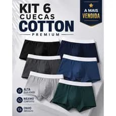 Kit 6 Cuecas Boxer Algodão e Elastano – Máximo Conforto