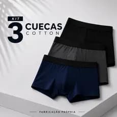 Kit 3 Cuecas Boxer Premium 96% Algodão e 4% Elastano