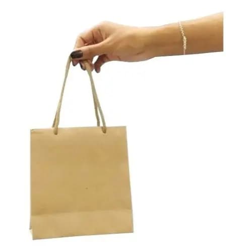 Sacola De Papel Kraft Pequena Cordão 19cmx15cmx7cm - Sacola Kraft