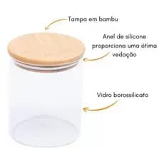 Pote Em Vidro Borossilicato Com Tampa Em Bambu 850ml
