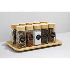 Kit 6 Mini Potes Porta Tempero Com Tampa Em Bambu 200ml